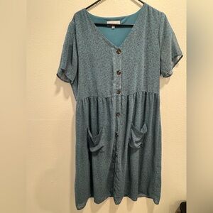 Blue Button-Down Dress